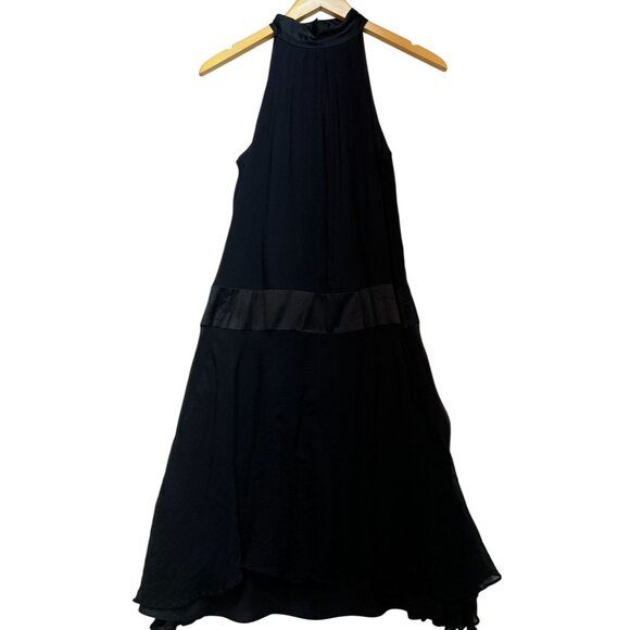 Banana Republic Women's Silk Halter Dress Sleeveless Size 6 Black Lightweight - Picture 1 of 9